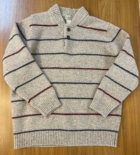 Vintage LL Bean Sweater Mens XXL 100 Lambswool Button Pullover Ragg Oatmeal