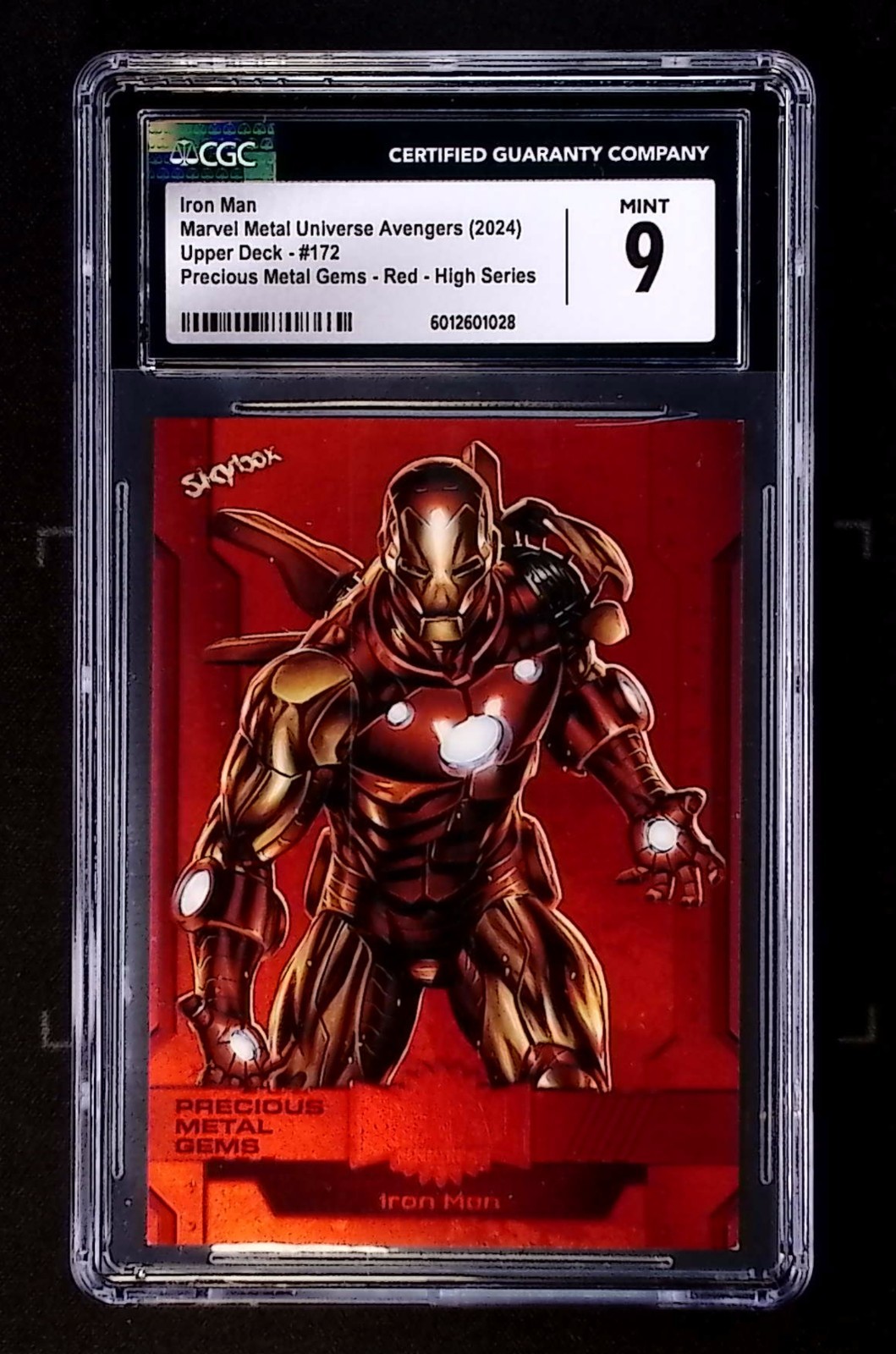 2024 MARVEL METAL UNIVERSE AVENGERS IRON MAN PRECIOUS METAL GEM-RED CGC9
