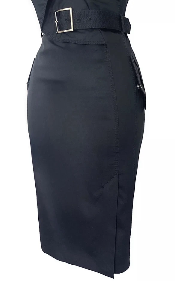 Karen Millen UK 8 VINTAGE BLACK SAFARI BELTED TRENCH SHIRT DRESS - Image 2 of 4