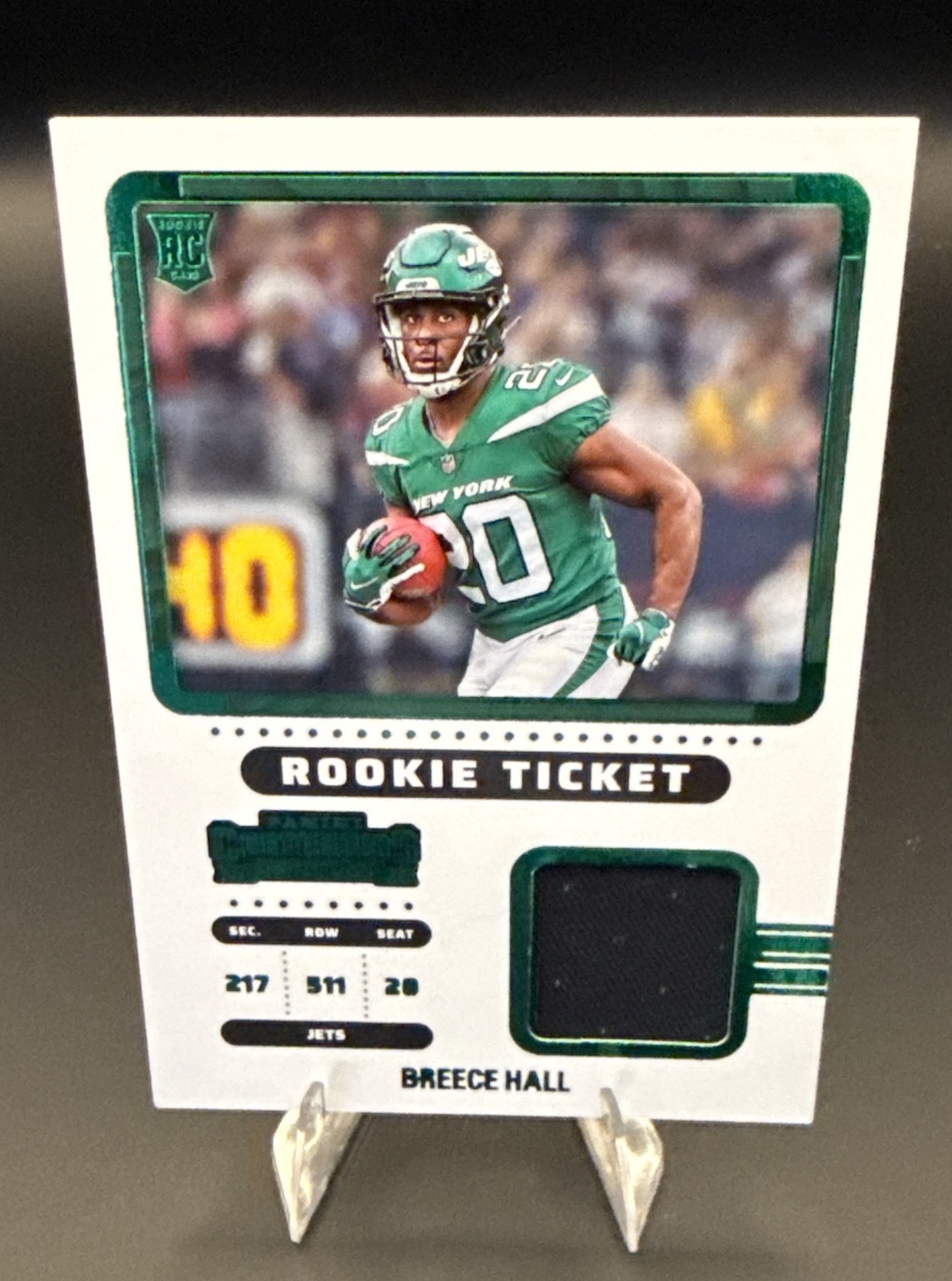 Breece Hall Panini Contenders Rookie Ticket Swatches #BHA Base