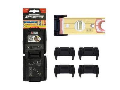 StealthMounts Universal Wasserwaagenhalterungen (schwarz) Aufbewahrung für Wasserwaagen bis 62 mm