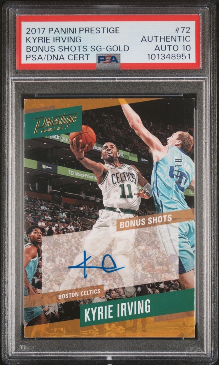 2017-18 Panini Prestige Kyrie Irving GOLD AUTO /10 Bonus Shots PSA 