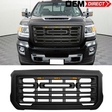 Fits 15-19 Gmc Sierra 2500 3500 Matte Black Bumper Grille Guard Grill W Lights