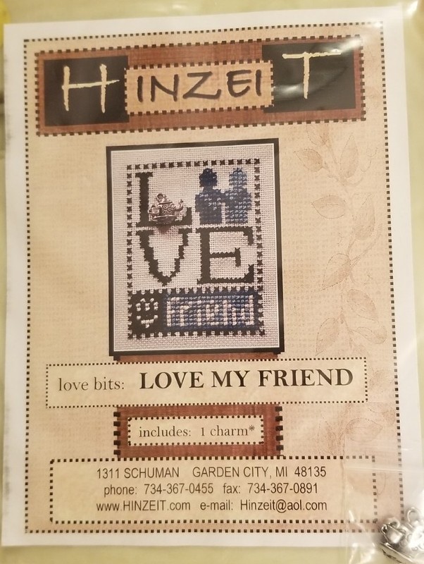 Hinzeit Love My Friend Counted Cross Stitch Chart and Charm