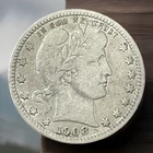 1908o Barber Quarter 90% Fine Silver