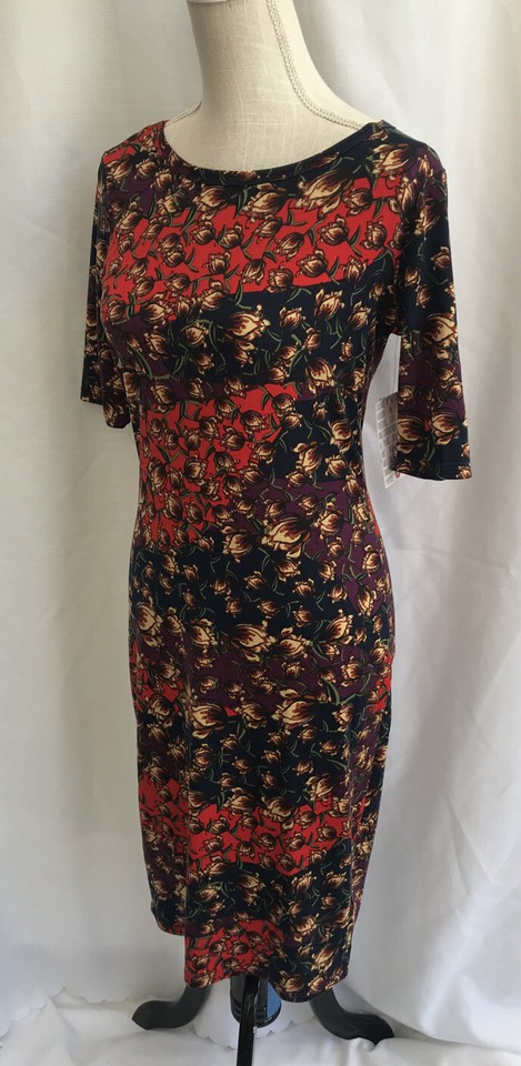 LuLaRoe Floral Print Julia Dress Soft Stretch Jersey knit Multicolor ...