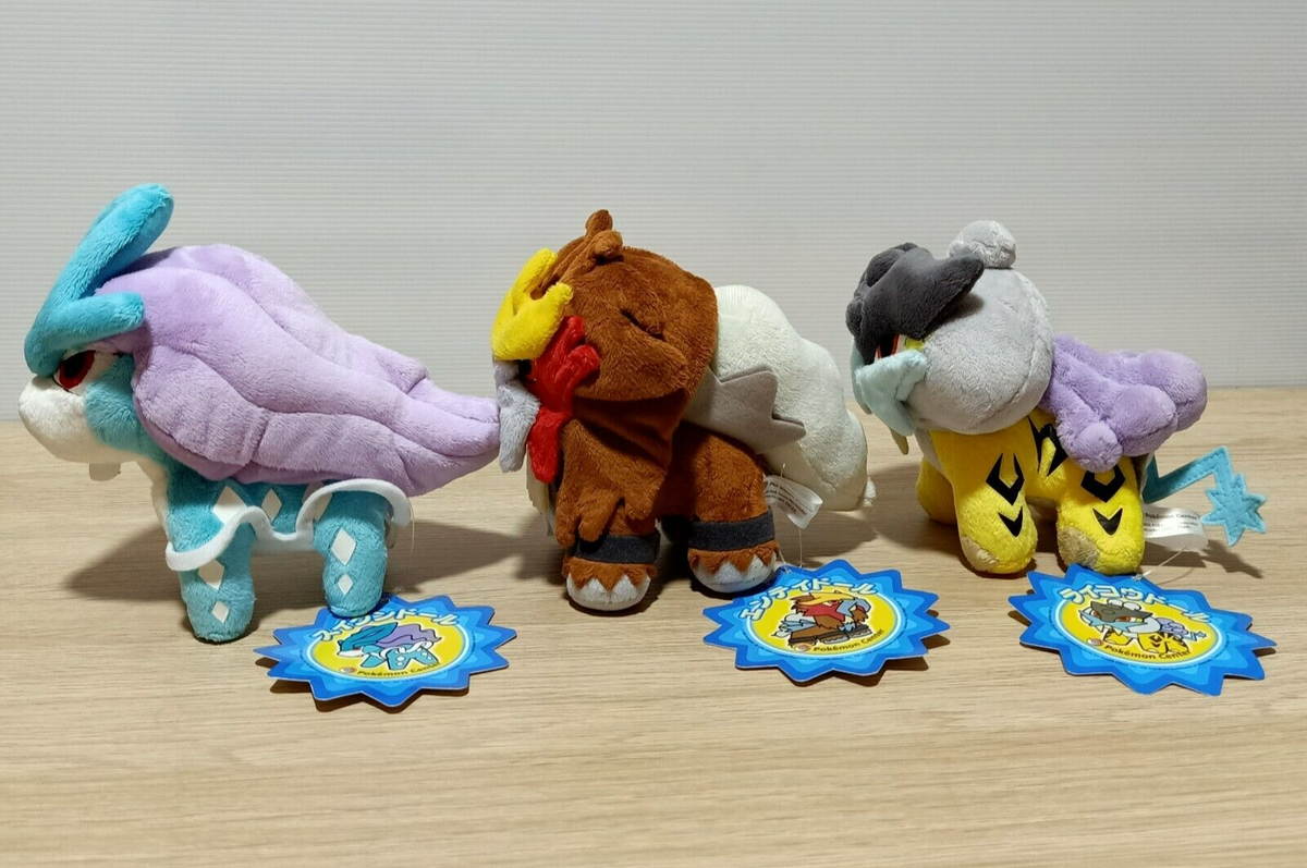 Pokemon Center 2009 Pokedoll Suicune Raikou Entei Set 3 Plush Doll