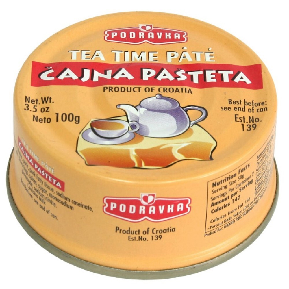 Pack 2 Canned Meat Pork Liver Pate "For Tea Time" Podravka 100g x 2