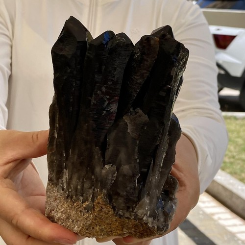 2.83LB Natural Rare Beautiful Black QUARTZ Crystal Cluster Mineral Specimen - 第 2/12 張圖片