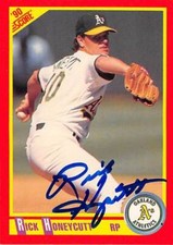 Rick Honeycutt autographed Baseball Card (Oakland Athletics) 1990 Score #317