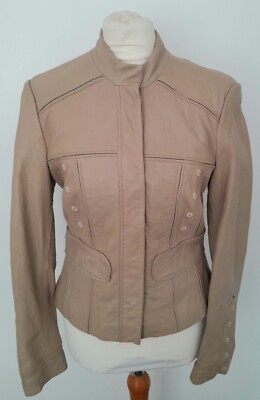 MARKS & SPENCER - AUTOGRAPH - Soft REAL LEATHER Jacket Beige Size 8 - STUNNING