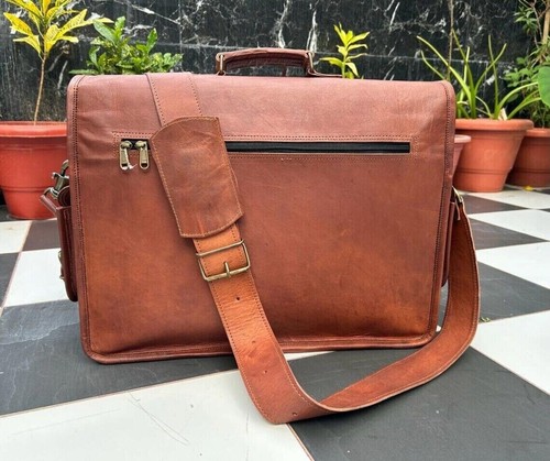 Bag Vintage Leather Men's Genuine 15'' Briefcase Laptop Messenger New Shoulder - Picture 6 of 8
