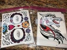 Temporary Tattoos. 10 Dragon 10 Day Of Dead- lot Of 20