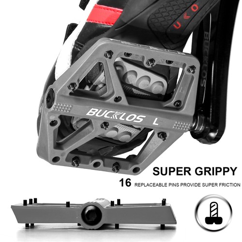 BUCKLOS Flat Pedals Nylon 9/16" Mountain bike MTB DH ATB Enduro platform Pedal - Picture 22 of 35