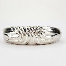 Sterling Silver 925 Hollow Puffy Hinged Bangle Bracelet