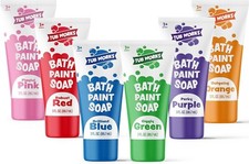 Tub Works Bath Paint Soap Non-Toxic Washable Toddler Bath Toys, Classic 6 Pack