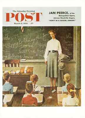 Saturday Evening Post March 17, 1956 Norman Rockwell Cover Print School Teacher