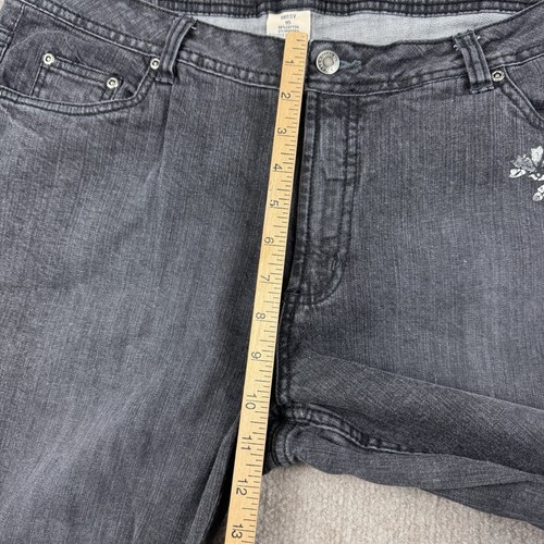 Faded Glory Stretch Jeans Damen ausgestellt Missy 16 schwarz Denim Blumen 36x32 Y2K - Bild 12 von 19