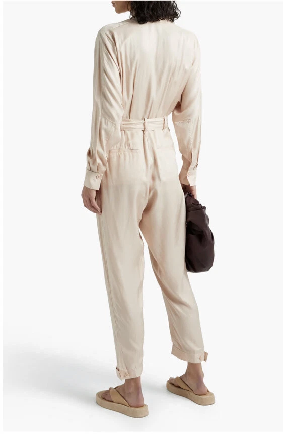 $539 Equipment Pommine Viscosa Seda Rosa Mono Bolsillos Mujer Talla 2 *Sin Cinturón* Foto 3 de 4