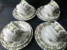 Mayfair Pottery Retro  4 x Trio Tea Set,  Cup , Saucer and Tea Plate , China/Z-5