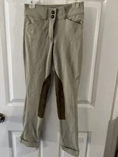 Girls R.J. Classics Riding Pants 10R Tan With Suede Inserts