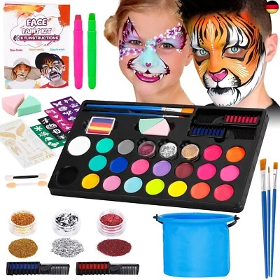 RIDWILY Kinderschminke Set,20 Farben Wasserbasis,Schnell Trocknende,Ungiftige