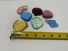 Sea Glass Seashells/Sea Horse Paperweights ea Piece approx 2" 7 Piece Vintage