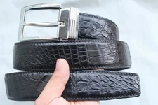 Black Genuine CROC Leather SKIN Men's Belt - W 1.5 inch