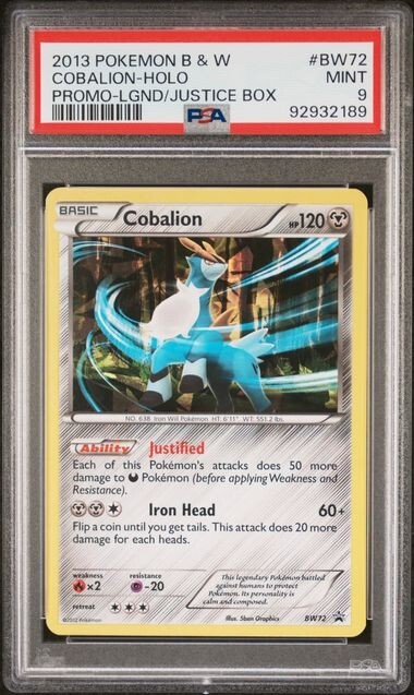 PSA 9 MINT Cobalion BW72 Holo Black Star Promo BW 2013 Pokemon Card