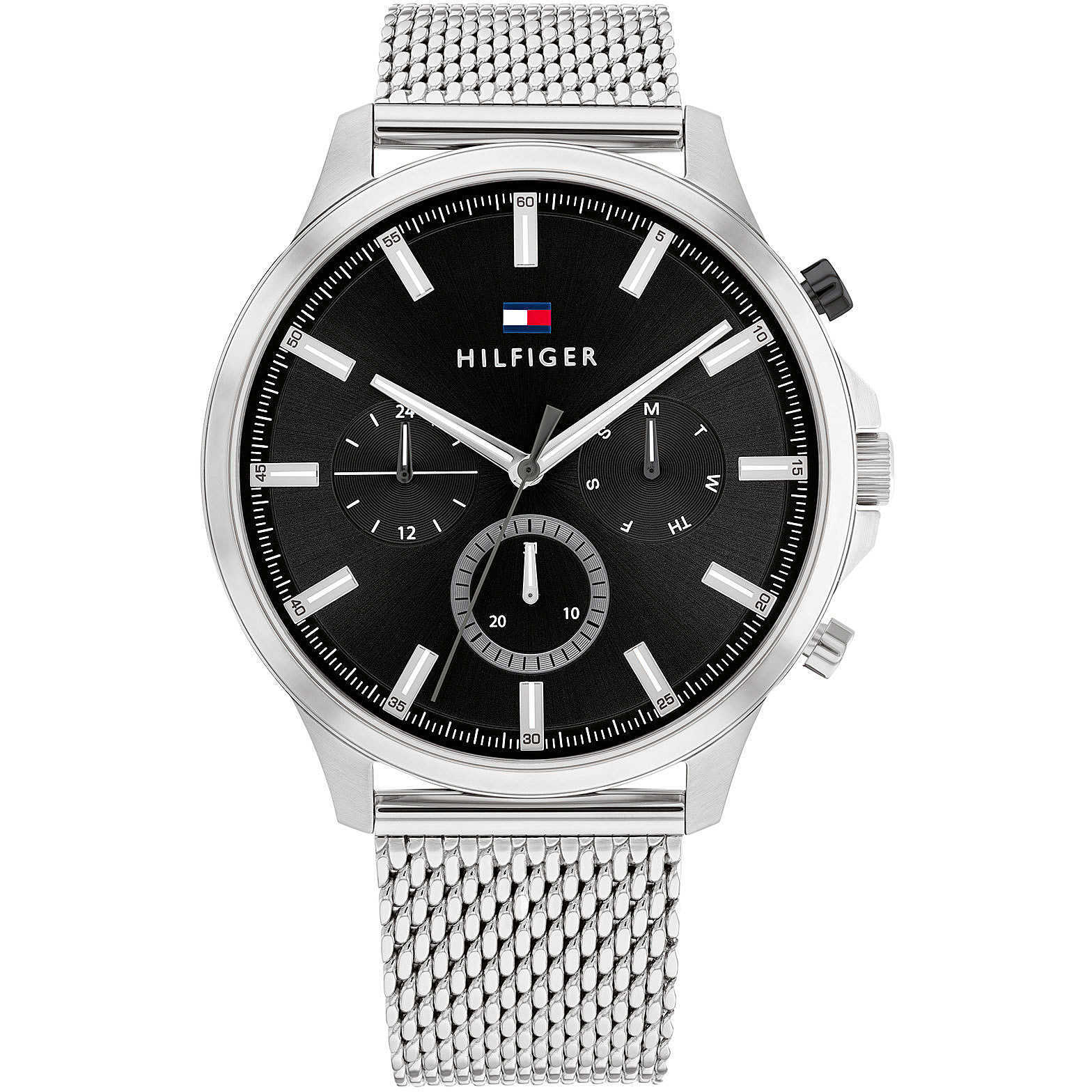 Mens Wristwatch TOMMY HILFIGER RYDER 1710498 Multifunction Steel Mesh Black