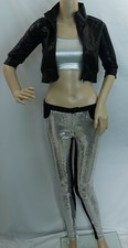 BALERA Dancewear black silver sequin pants,bra top  jacket 3pc Dance Costume,LC