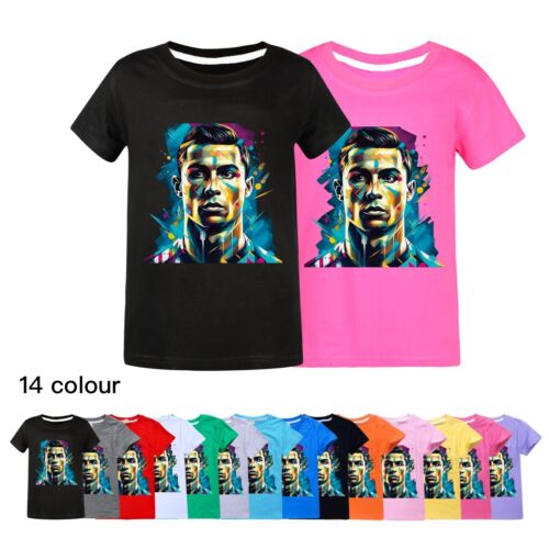 Unisex Short Sleeve T-shirt #7 CR7 Print Kids Boys Soccer Football Tee Tops AU - Picture 1 of 23