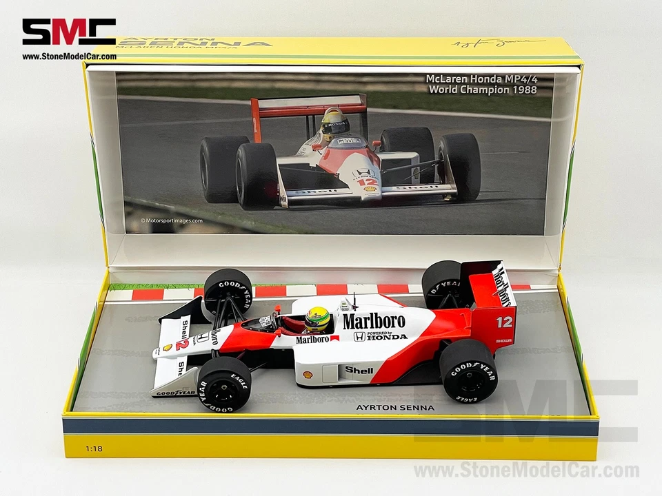 Mclaren MP4/4 Ayrton Senna 1988 F1 World Champion 1:18 MINICHAMPS Box with Decal - Image 2 of 4