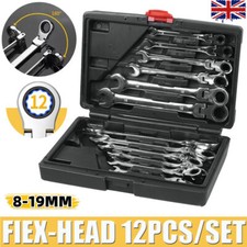 12 Piece Flex Ratchet Spanner Set Ratcheting Wrench Spanners with Flexible Head