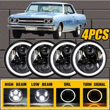 4PCS Round LED Headlights Halo Headlights 5.75'' Headlamps High Low Sealed Beam