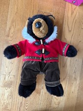 Pre Owned Dan Dee Collectors Choice Black Teddy Bear w/red parka