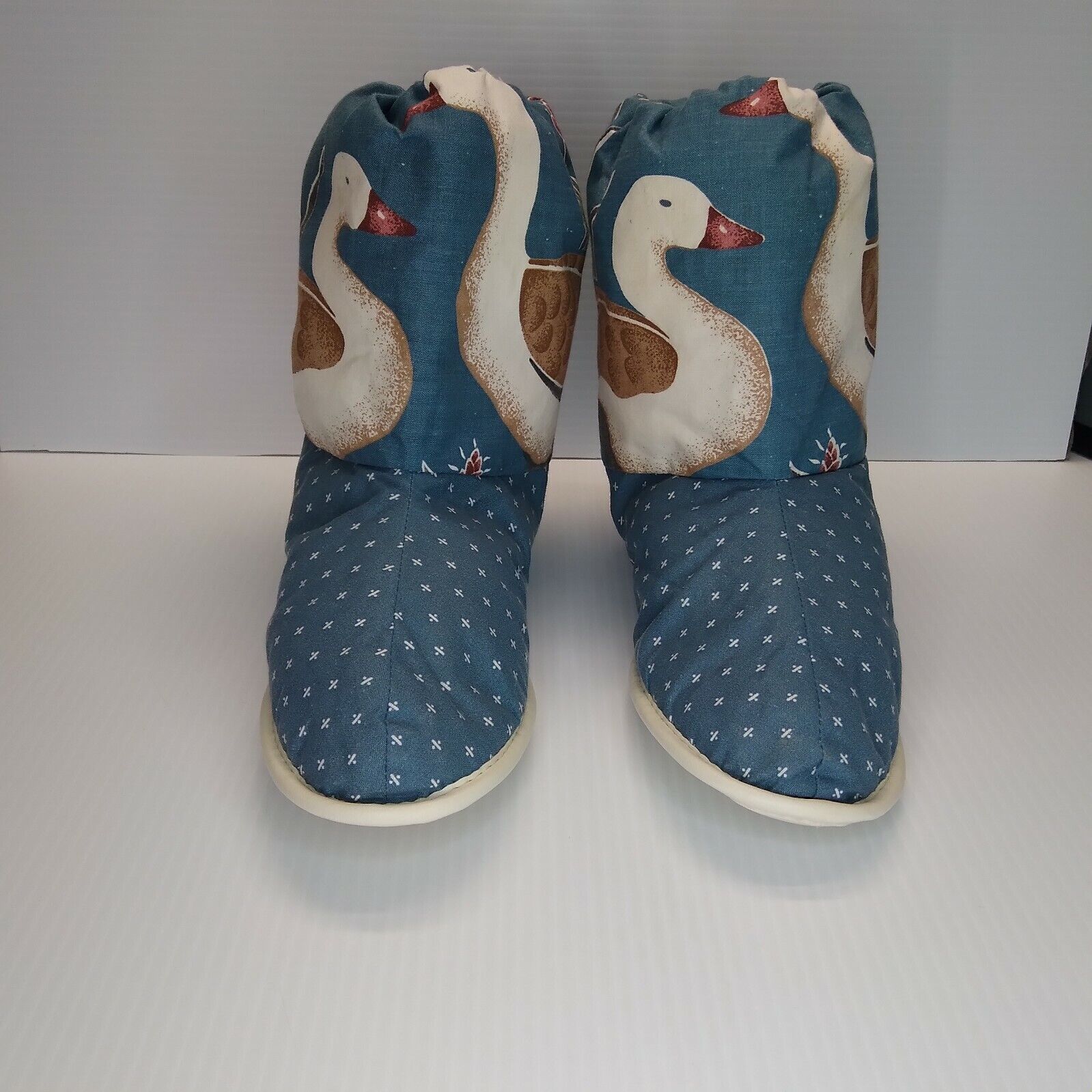Goose Pattern Fleece Lined Boot Slippers Handcrafted in Mexico S