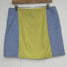 Vineyard Vines Skirt Women's 6 Blue Yellow Striped Cotton Lined Side Zip Mini