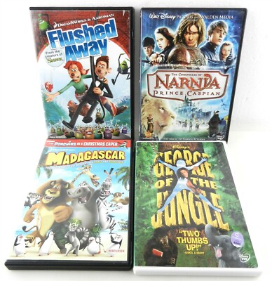 DreamWorks Disney 4 DVDs: Narnia,Madagascar,Flushed Away,George of