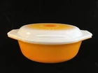 Vintage Pyrex 1-1/2 Qt. Oval Orange Casserole Dish 043 w/Sunflower Lid 943C