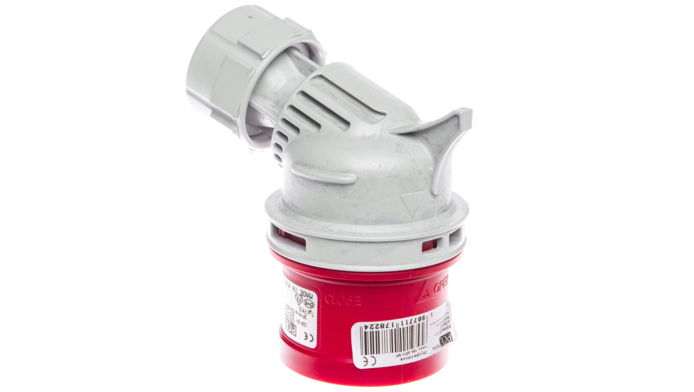 Portable angled plug 16A 5P 400V red IP67 TWIST 7415-6 /T2UK