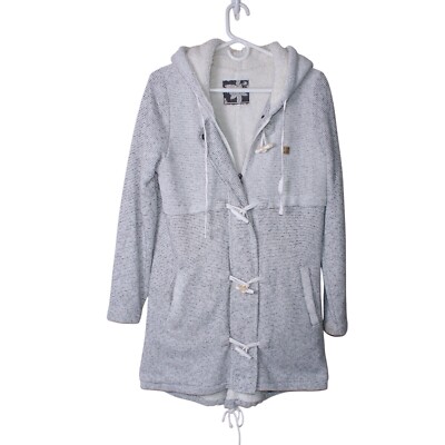 Rip Curl Penny Longline Fleece Lined Jacket Large Gray Hoodie Full Zip Cozy Warm