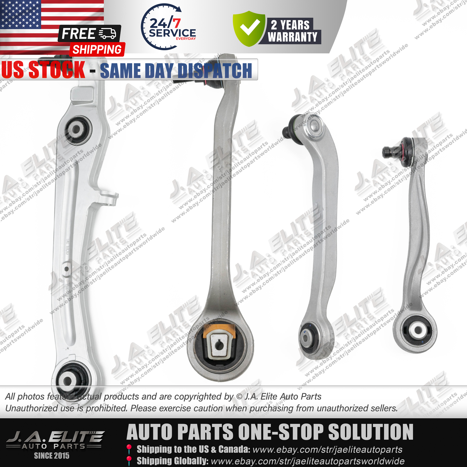 4pcs Left Front Upper & Lower Control Arms fit Bentley Continental & Flying Spur