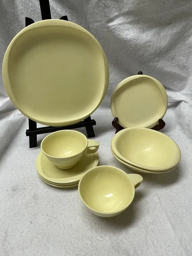 Vintage Boontonware Yellow Lot - Dinner & Bread Plates; Cup & Saucer; Fruit Bowl