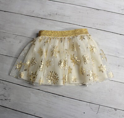 Holiday Time Baby Girl's Tutu Skirt Size 12 Months Ivory Gold