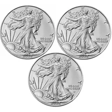 Lot of 3 - 2025 American $1 Eagle Coins 1 oz .999 Fine Silver BU - In Stock