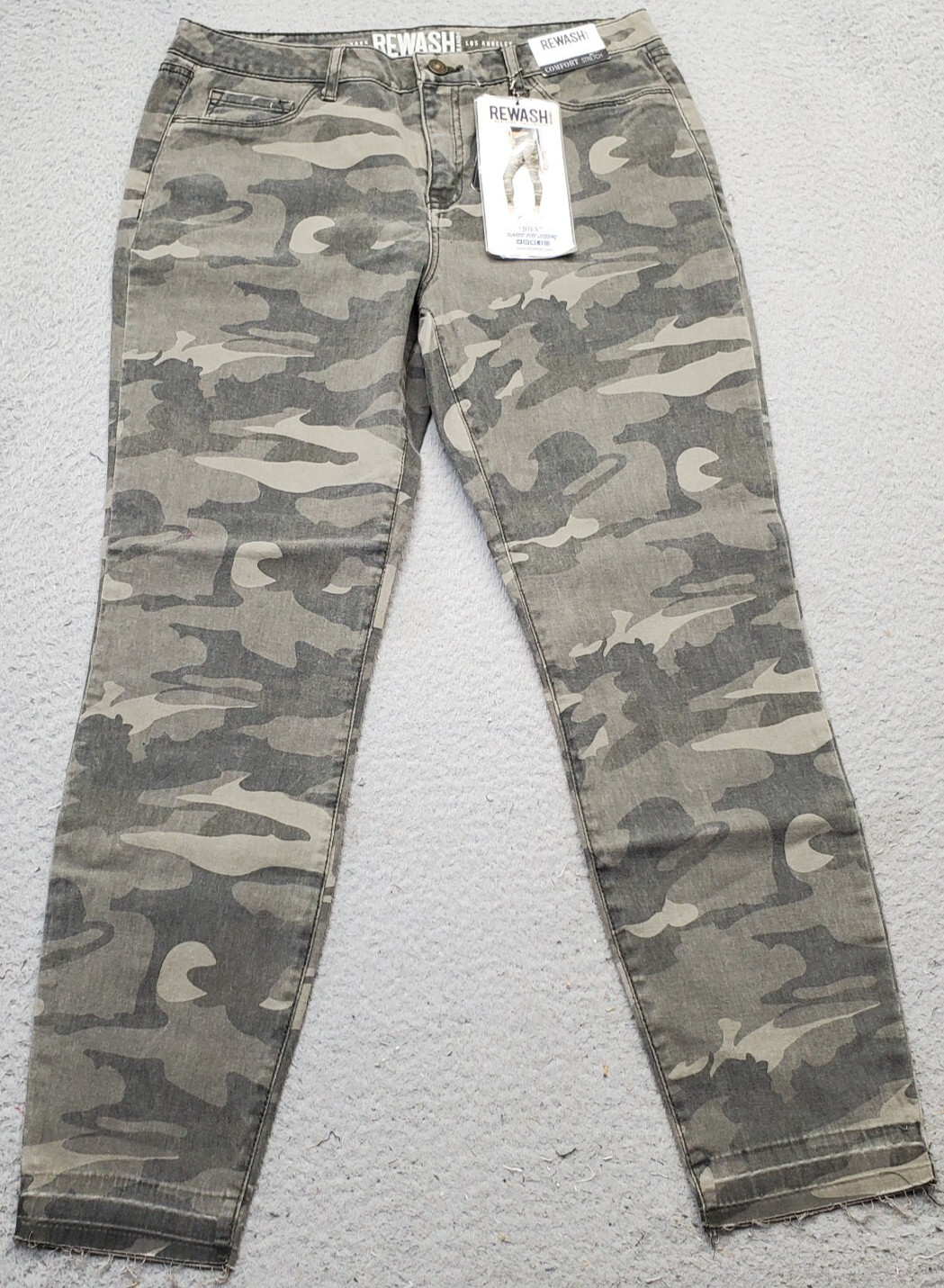 Rewash Jegging Jeans Women 13 Multi Camouflage Comfort Stretch Frayed Hem