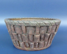 Vaso bonsai giapponese TOZAN firmato DEIMONO bordo cordato tondo SESSOKU Φ3,5...