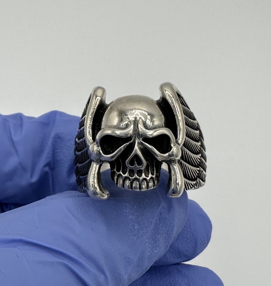 Sterling Silver 925 Men Patterned Handcarved Skul… - image 2