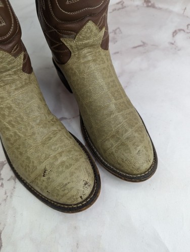 Tony Lama Boots Womens 9 9.5 40 41 Leather Brown Gray Vintage Reptile - Picture 9 of 16